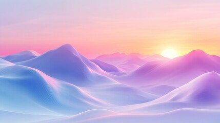 Pastel mountains sunset landscape digital art