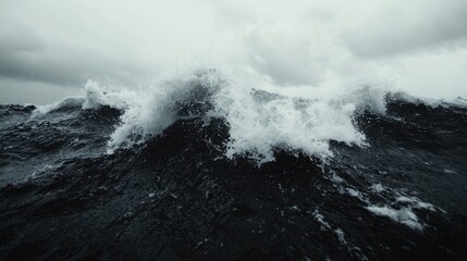 Powerful waves crashing in a stormy sea