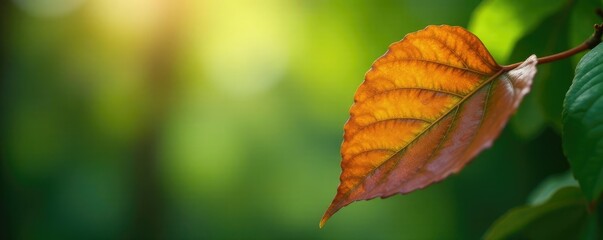 Obraz premium A brown maki leaf blends into the tree's crown, verdant, natural scene