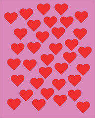 Red hearts with a colorful background