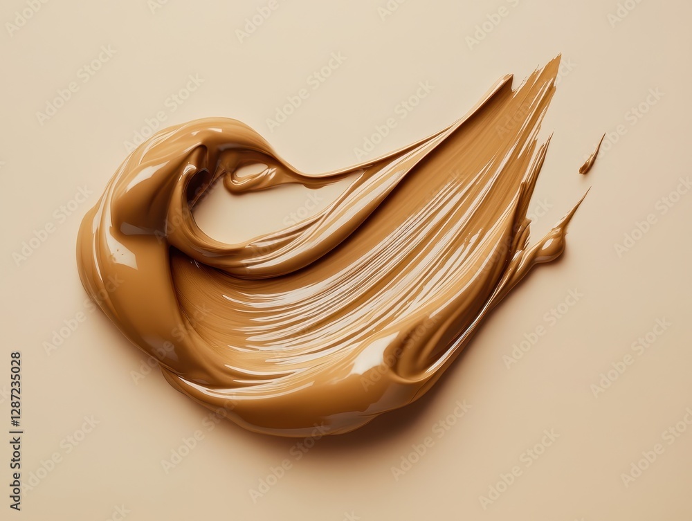 Poster smooth and creamy swatch of brown paint on a light background for artistic and creative applications