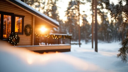 Cozy winter retreat with festive decorations and enchanting surroundings