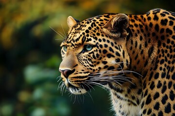 Naklejka premium The Star Tiger whose skin is filled with round patterns and contrasting colors, its mysterious nature, every step is agile, reflecting strength and elegance in one body