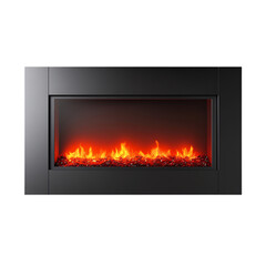 A Modern Electric Fireplace with a Sleek Wall Mounted Design Isolated on Transparent Background