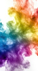 Fototapeta premium Vibrant abstract smoke art in rainbow colors on white background