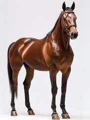 Obraz premium Standing brown horse isolated on a white background.