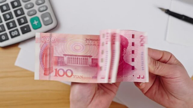 RMB banknotes Chinese yuan money,count money