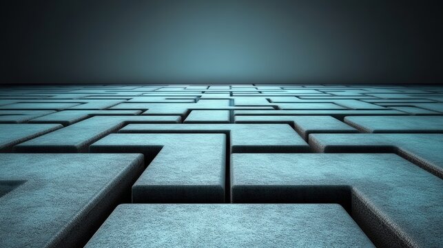 Abstract Maze in Soft Gray Tones with Smooth Textured Surfaces
