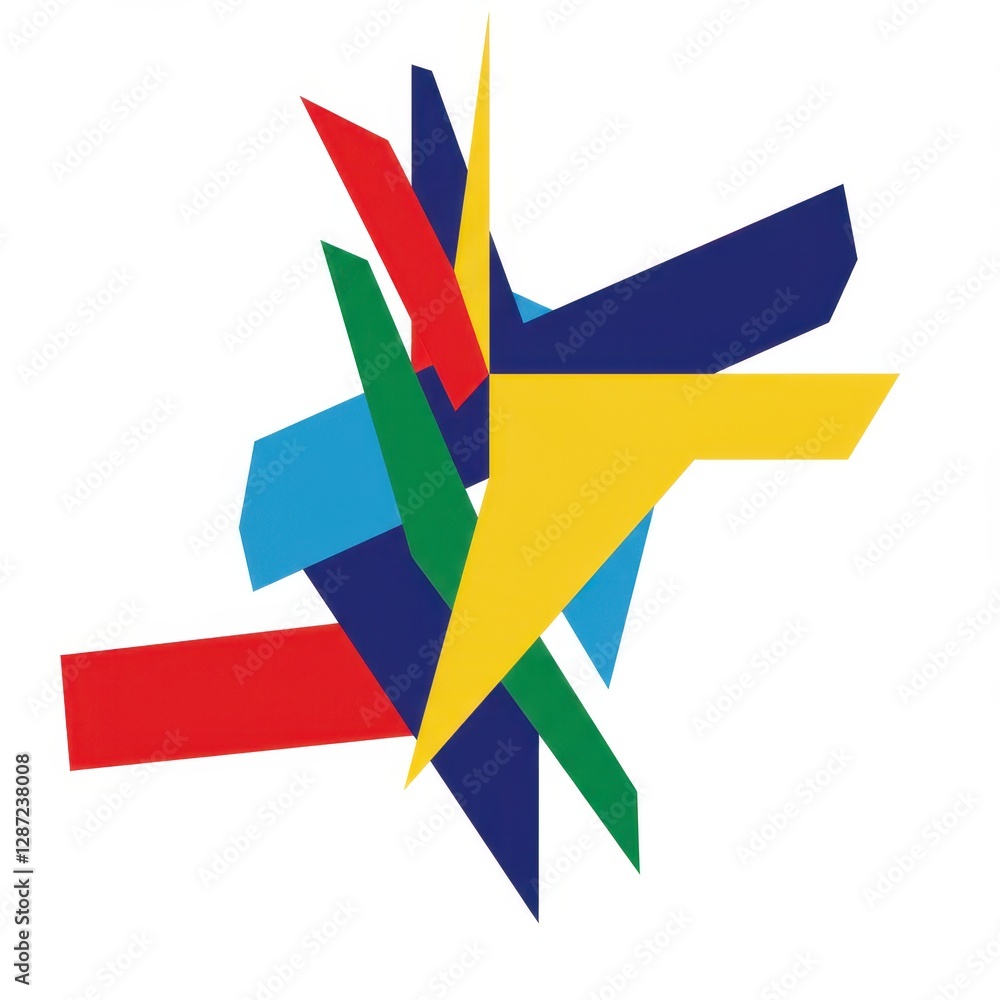 Poster abstract geometric composition with colorful overlapping shapes