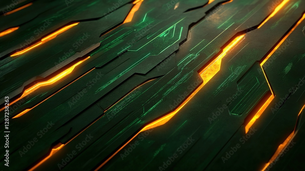 Poster abstract background with glowing lines on dark textured surface
