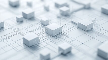 Abstract white cubes network circuit board background