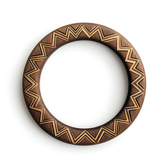 Brown Wooden Bangle with Geometric Zigzag Pattern