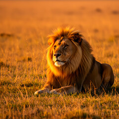 lion resting in the savannah