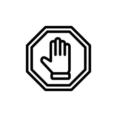Stop icon vector illustration. stop road sign. hand stop sign and symbol. Do not enter stop red sign with hand