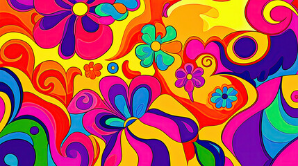 Vibrant 70's, 80's and 90's Vintage Abstract Background
