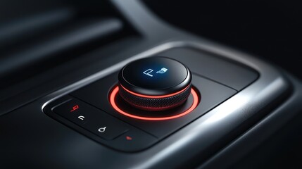 Fototapeta premium Illuminated Car Gear Shift Knob, Interior Detail