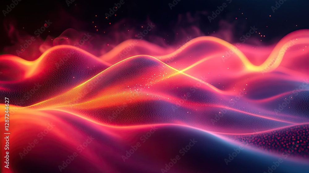 Poster abstract depiction of fiery waves and glowing particle effects