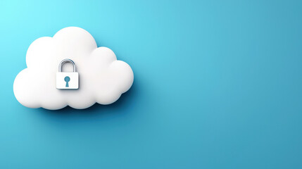 Obraz premium A cloud with a padlock symbolizes secure cloud storage and data protection in a digital environment.