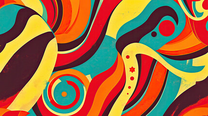 Fototapeta premium Vibrant 70s, 80's and 90's Vintage Colors Background
