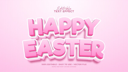  Editable happy easter text effect, cute 3d text style effect