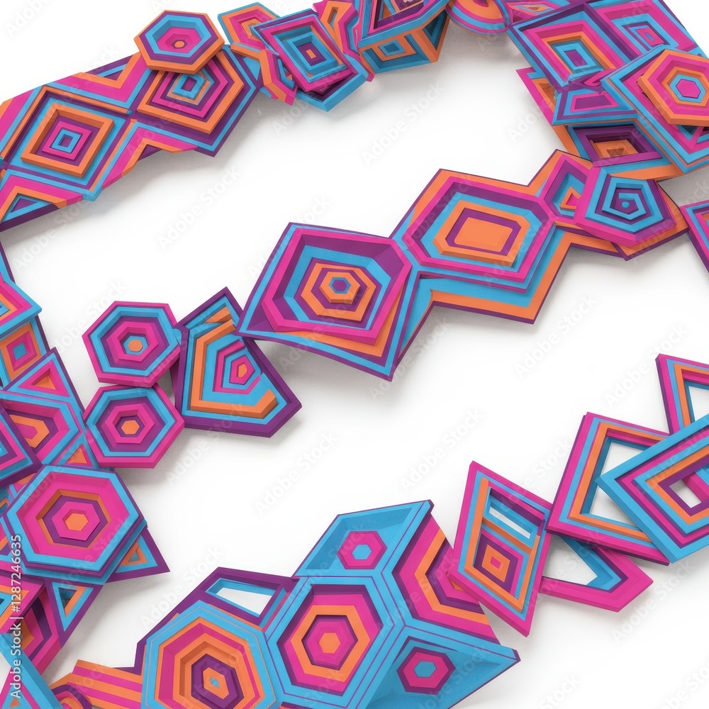 Poster vibrant geometric shapes: colorful abstract hexagonal patterns on white background