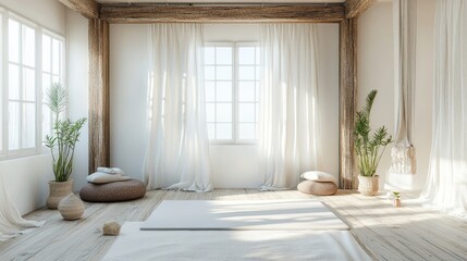 Fototapeta premium Serene Minimalist Yoga Studio Interior Design