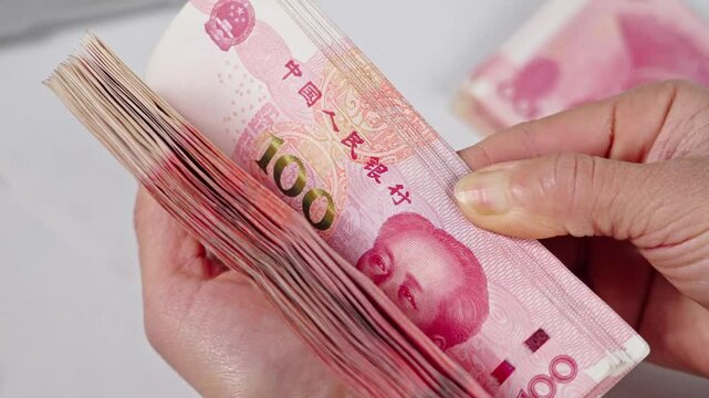 RMB banknotes Chinese yuan money,count money