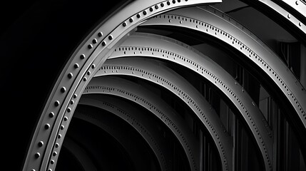 Naklejka premium Abstract Metal Structure with Arches in Black and White Design