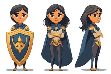 Cartoon Female Warriors Poses