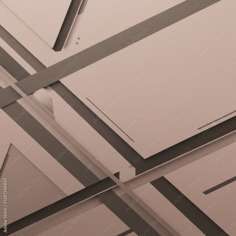 Poster geometric abstract composition with overlapping brown and beige rectangles