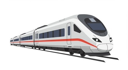 Naklejka premium Modern high speed train on railway track in minimalist art style