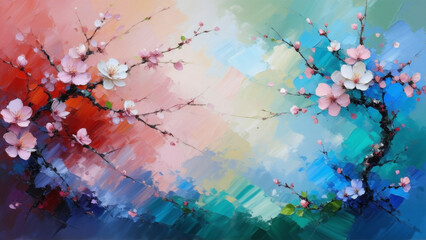Early spring, abstract, artistic, ensemble of colors, wallpaper, Generative AI