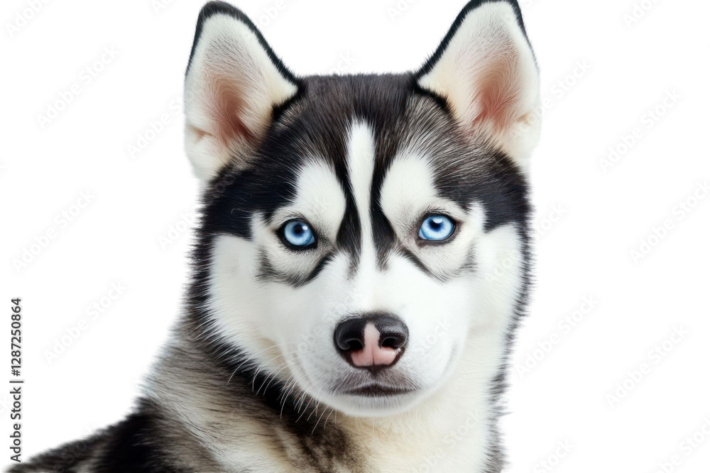 Poster close-up portrait of dog isolated with transparent background. this image highlights features with f