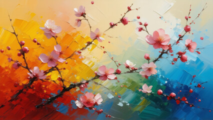 Early spring, abstract, artistic, ensemble of colors, wallpaper, Generative AI