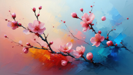 Early spring, abstract, artistic, ensemble of colors, wallpaper, Generative AI