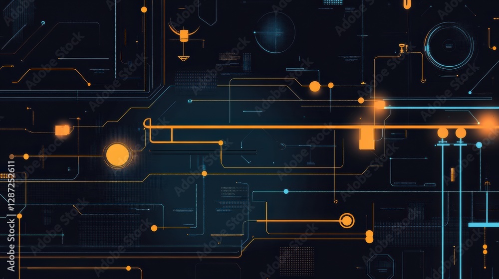 Poster visualization of gas pipeline infrastructure with flow dynamics represented in a minimalist infograp