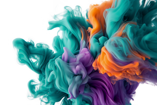 Vibrant Swirling Clouds of Colorful Ink in Water