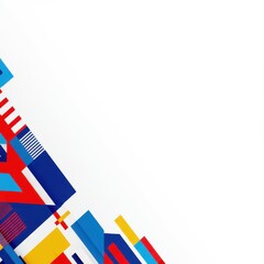 Abstract geometric design with bold colorful shapes on clean white background