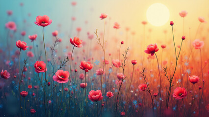 Early spring, abstract, artistic, ensemble of colors, wallpaper, Generative AI