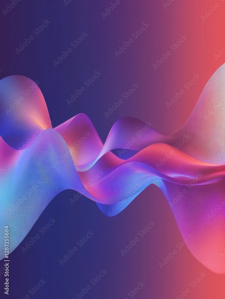 Poster Colorful flowing waves create a dynamic visual effect with gradients in vibrant shades and smooth curves. Generative AI