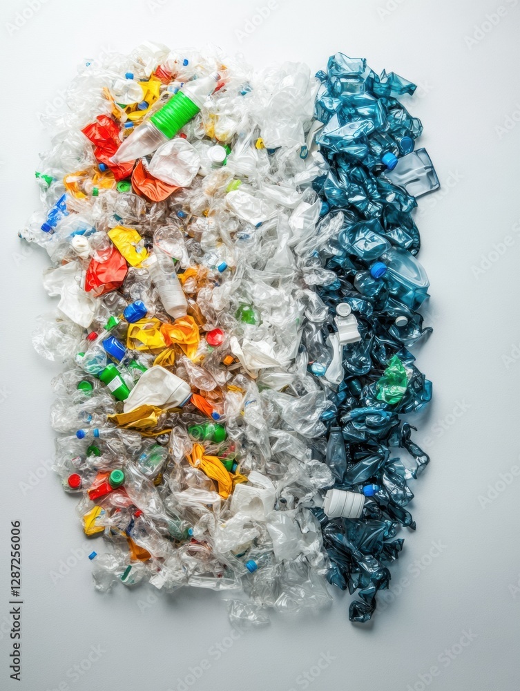 Poster Comparing plastic waste with recycled plastic products highlights the importance of proper waste management practices. Generative AI