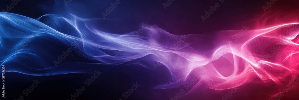 Aufkleber colorful light waves creating a dynamic abstract background in vibrant blue and pink tones during ni