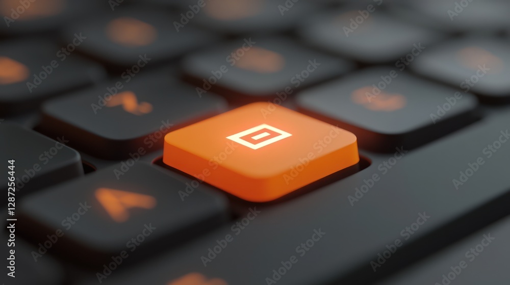 Poster illuminated enter key on dark keyboard