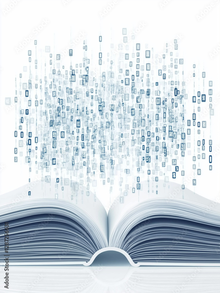 Poster knowledge unbound: an open book, symbolizing the gateway to infinite knowledge, releases a cloud of 