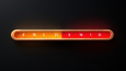 Glowing Wooden Ruler Progress Bar, Dark Background