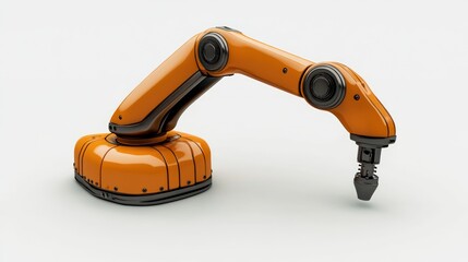 Orange robotic arm studio shot, automation, industry