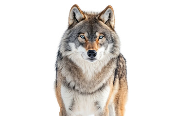 Obraz premium Majestic animal portrait with piercing blue eyes and detailed fur against a transparent background
