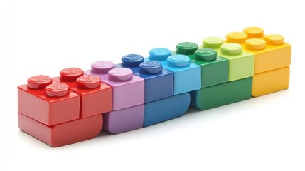 Obraz premium Rainbow blocks building, studio, white background, toy