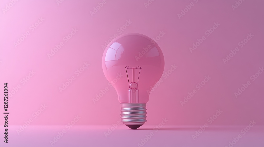 Poster pink lightbulb idea studio backdrop minimal concept