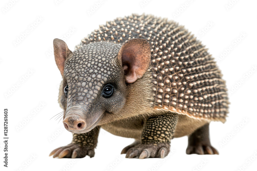 Poster generic animal portrait with patterned shell and attentive gaze set against a transparent background